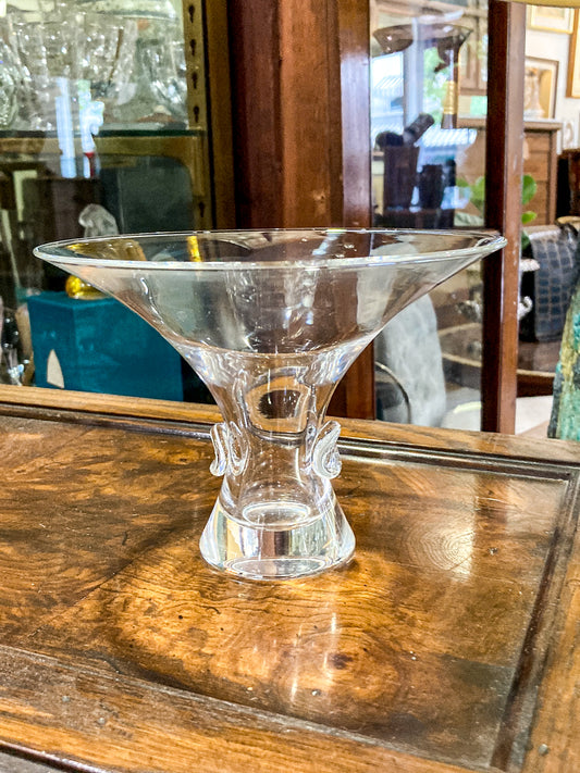 Vintage 60's Handblown George Thompson Steuben Thumbprint Clear Glass Vase