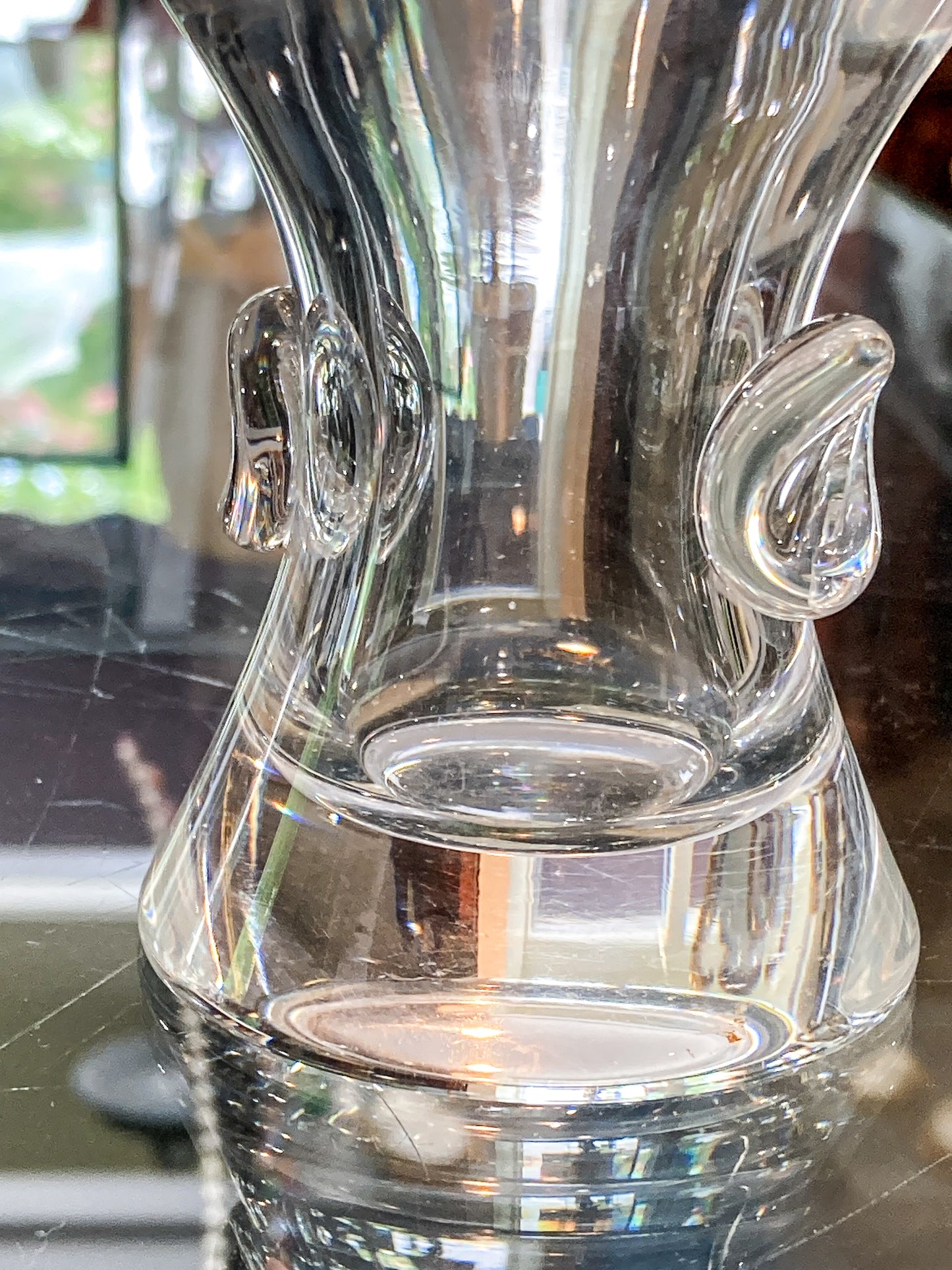 Vintage 60's Handblown George Thompson Steuben Thumbprint Clear Glass Vase