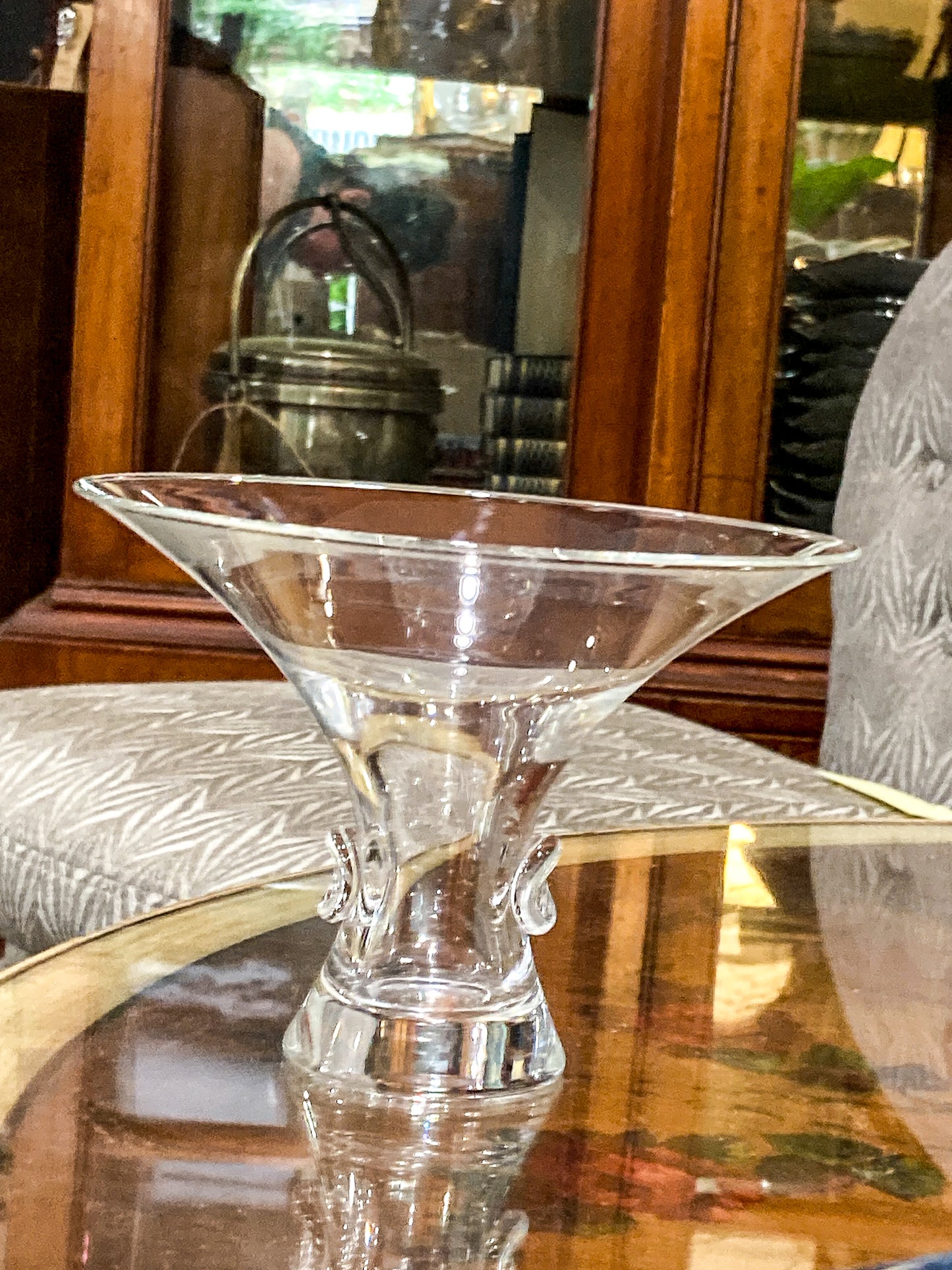 Vintage 60's Handblown George Thompson Steuben Thumbprint Clear Glass Vase