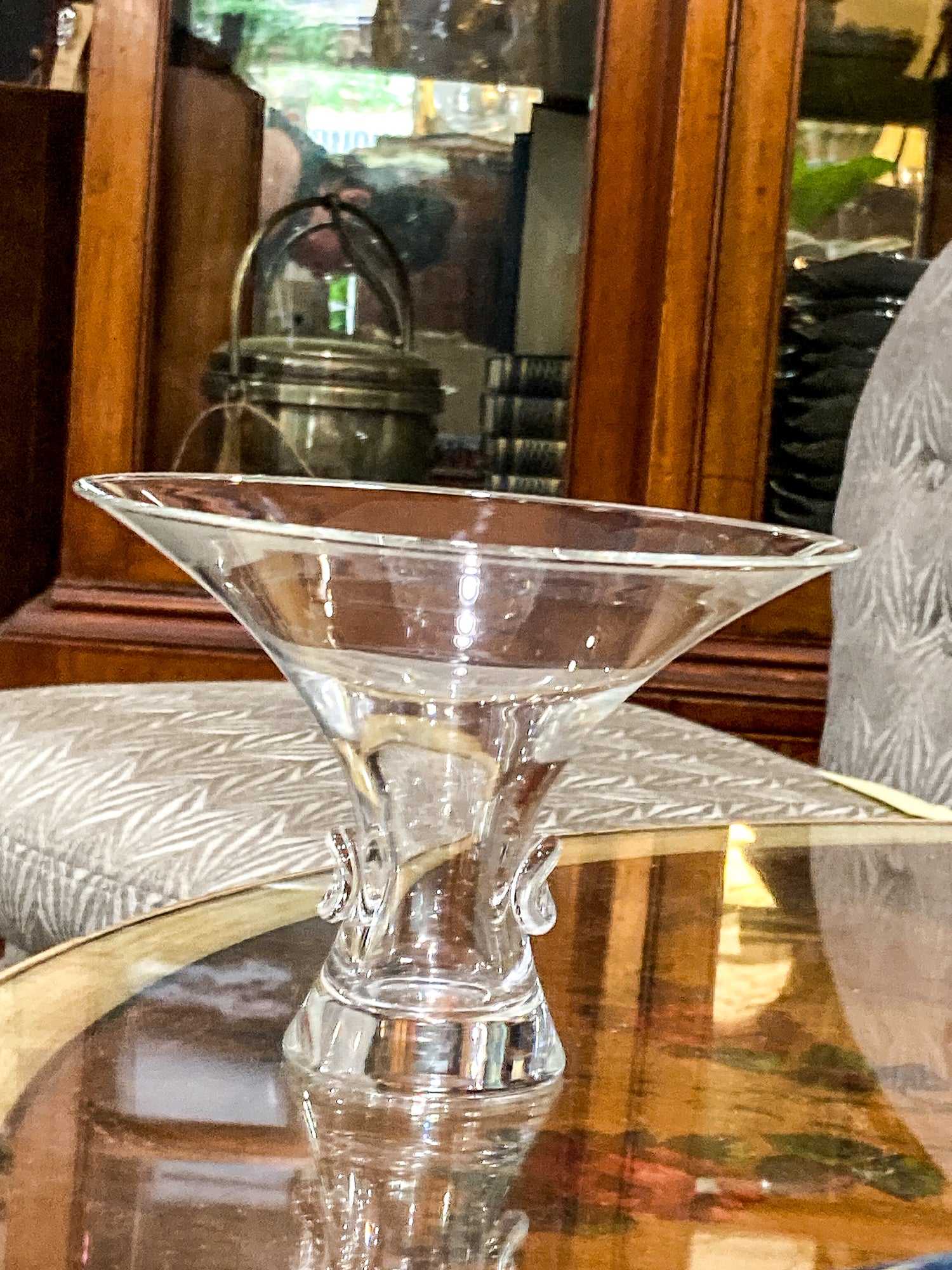 Vintage 60's Handblown George Thompson Steuben Thumbprint Clear Glass Vase