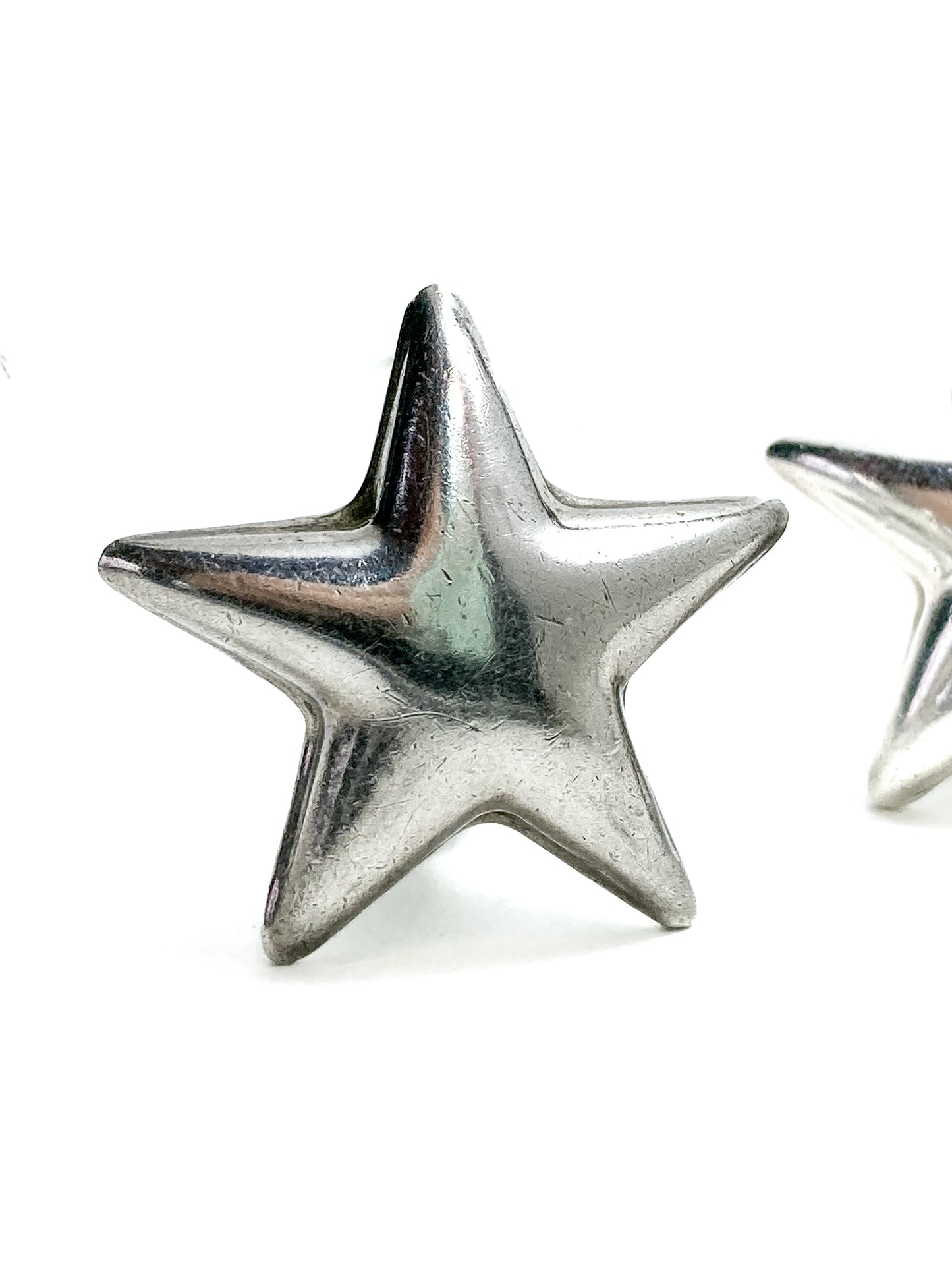 Vintage 925 Sterling Silver Dimensional Bubble Star Clip On Earrings