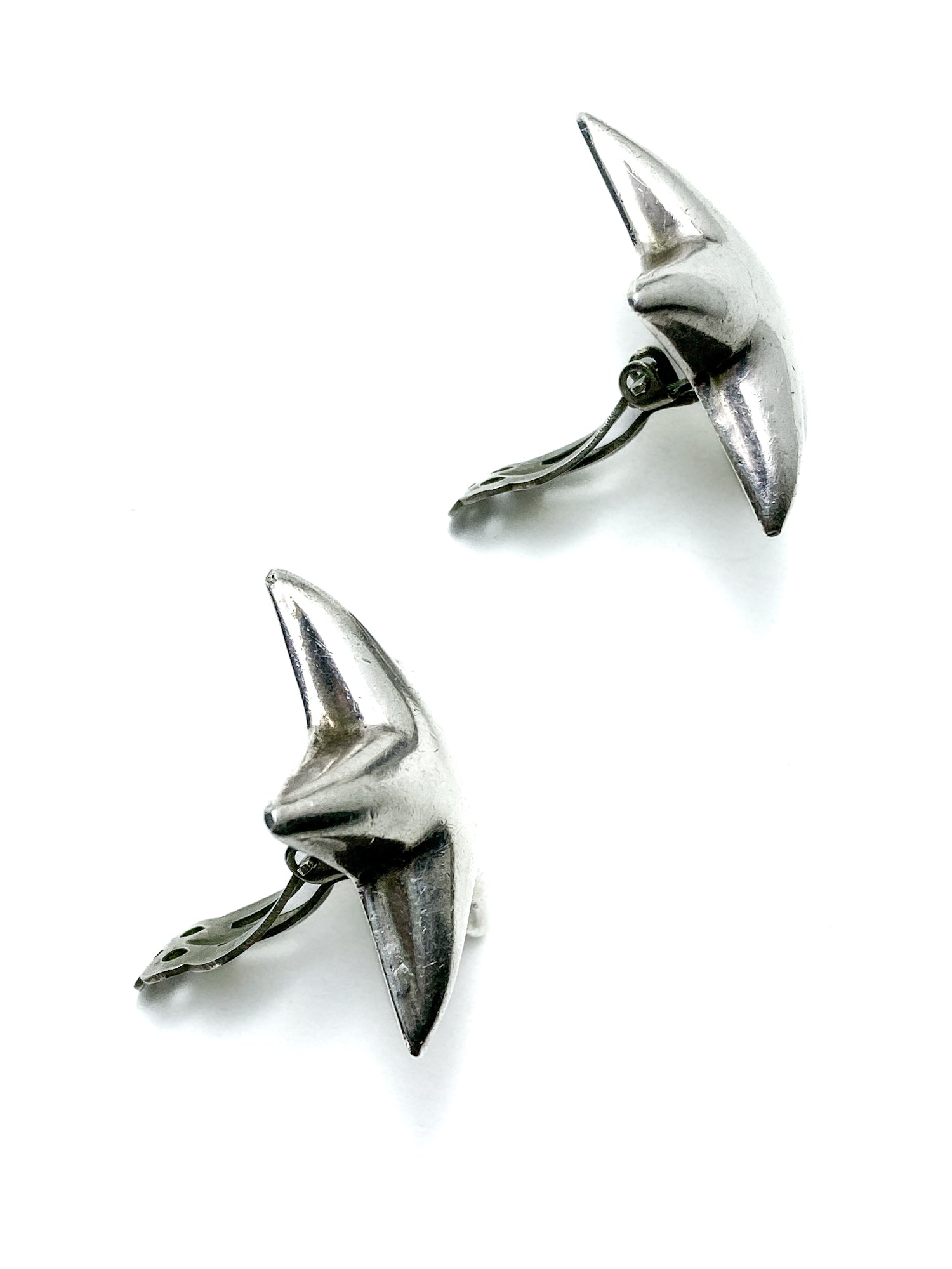 Vintage 925 Sterling Silver Dimensional Bubble Star Clip On Earrings