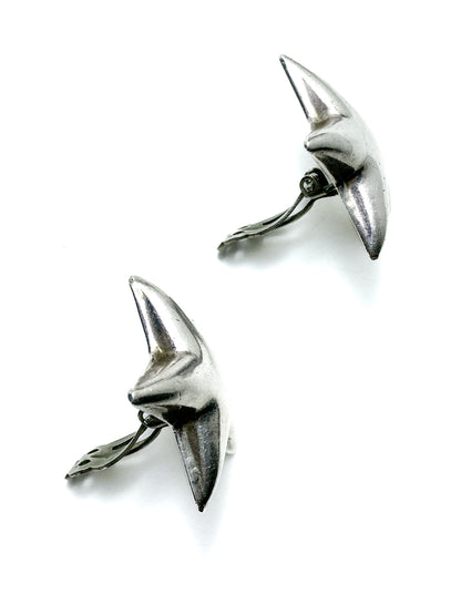 Vintage 925 Sterling Silver Dimensional Bubble Star Clip On Earrings
