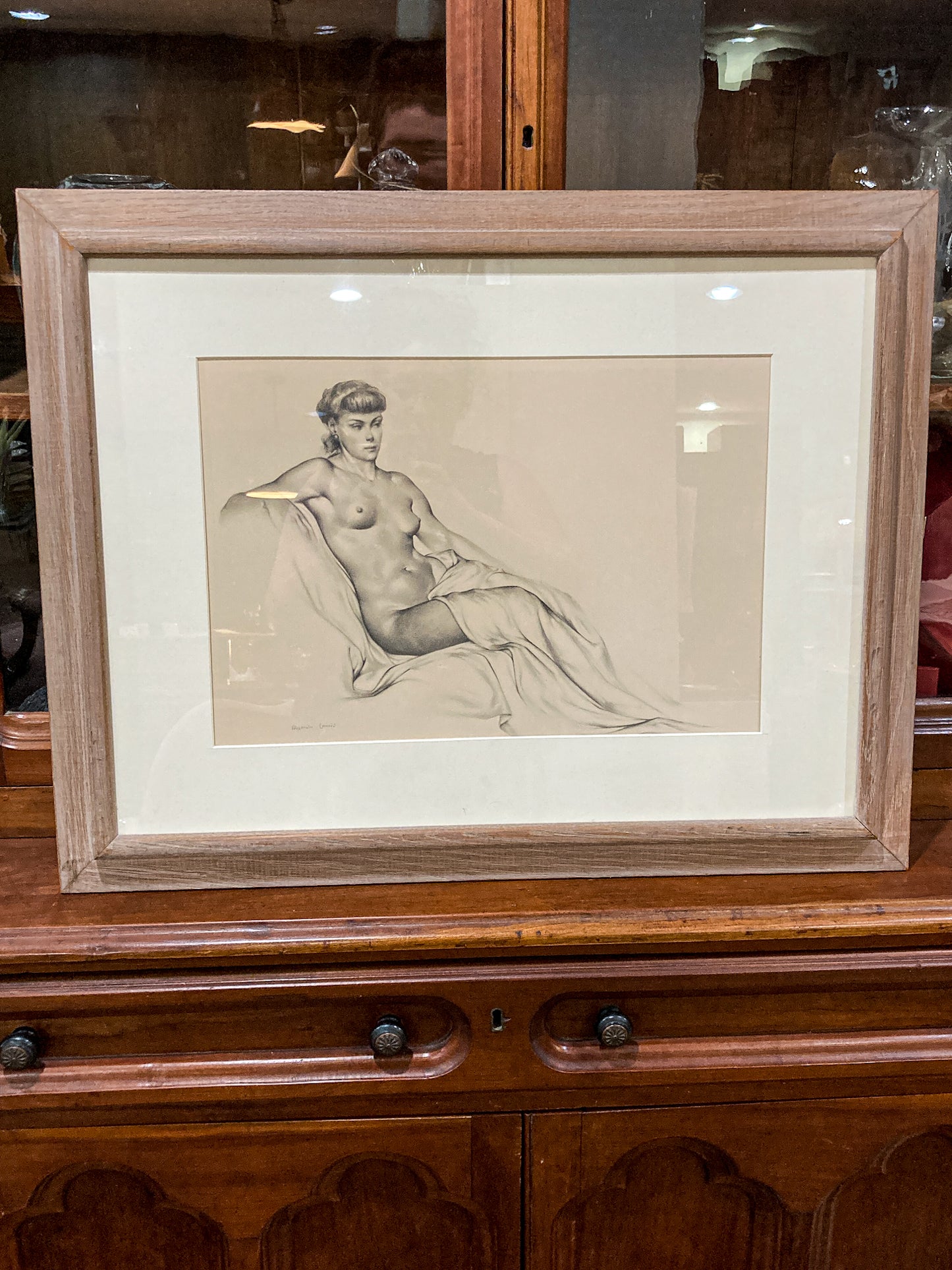 Vintage Alexander Canedo Nude Reclining Female Study Framed Lithograph