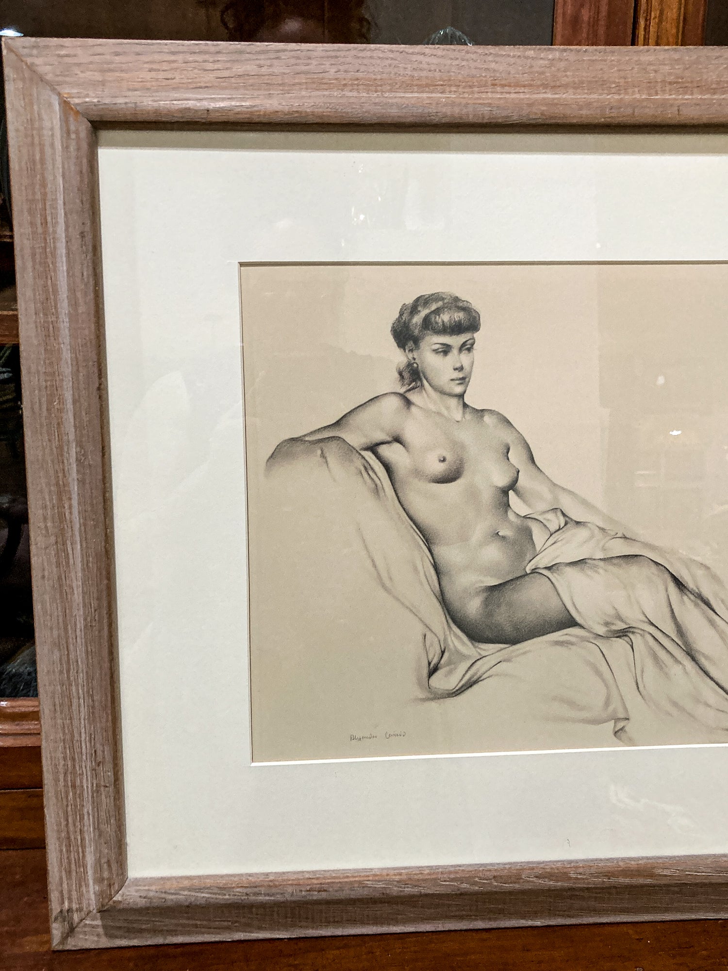 Vintage Alexander Canedo Nude Reclining Female Study Framed Lithograph