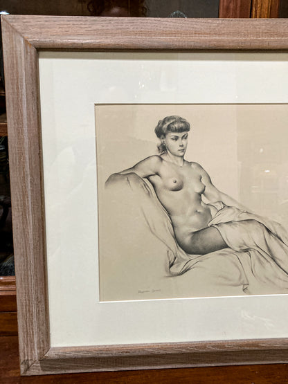 Vintage Alexander Canedo Nude Reclining Female Study Framed Lithograph