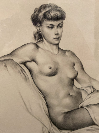 Vintage Alexander Canedo Nude Reclining Female Study Framed Lithograph