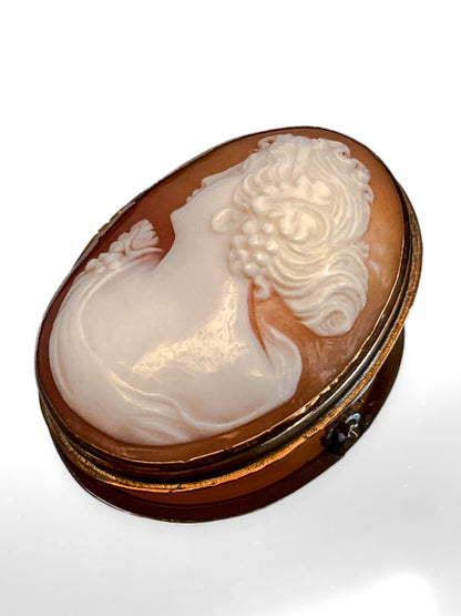 Antique Carved Shell Cameo 14K Gold Bezel Convertible Brooch Pin Pendant; Early 20th Century