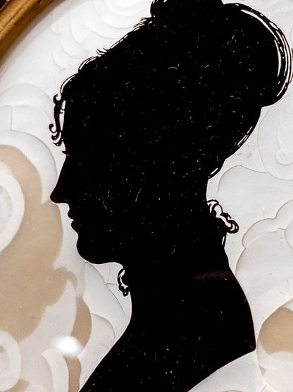 Pair Antique Style 19th Century Massachusetts Figures Framed Silhouettes