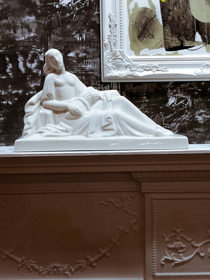 Vintage Art Deco Reclining Female Lamberton Porcelain Figure Sculpture