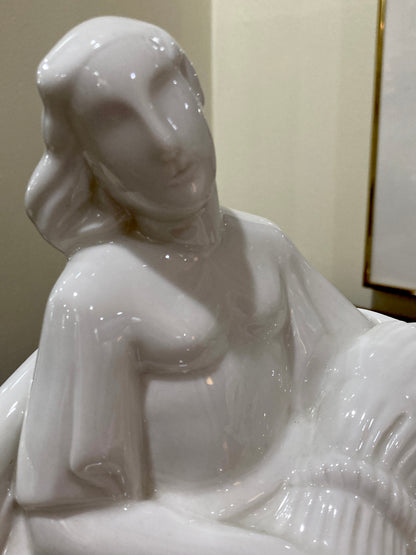 Vintage Art Deco Reclining Female Lamberton Porcelain Figure Sculpture