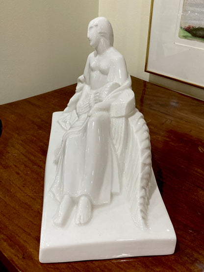 Vintage Art Deco Reclining Female Lamberton Porcelain Figure Sculpture