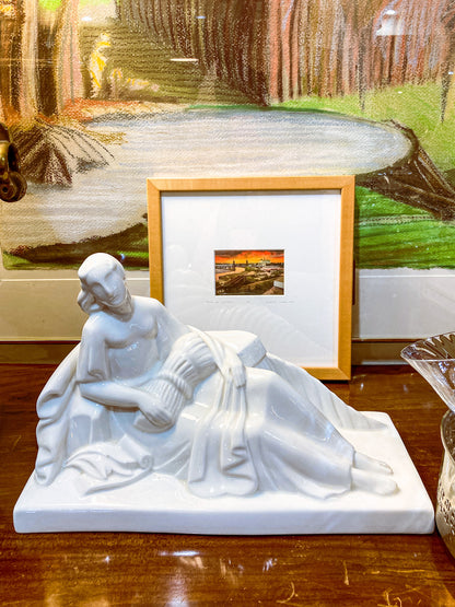Vintage Art Deco Reclining Female Lamberton Porcelain Figure Sculpture