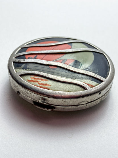 Vintage Sailboat Sunset Woodworth Fiancee Mirrored Rouge Compact Case