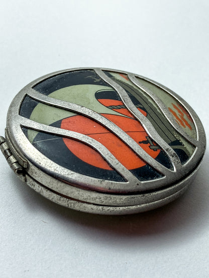 Vintage Sailboat Sunset Woodworth Fiancee Mirrored Rouge Compact Case