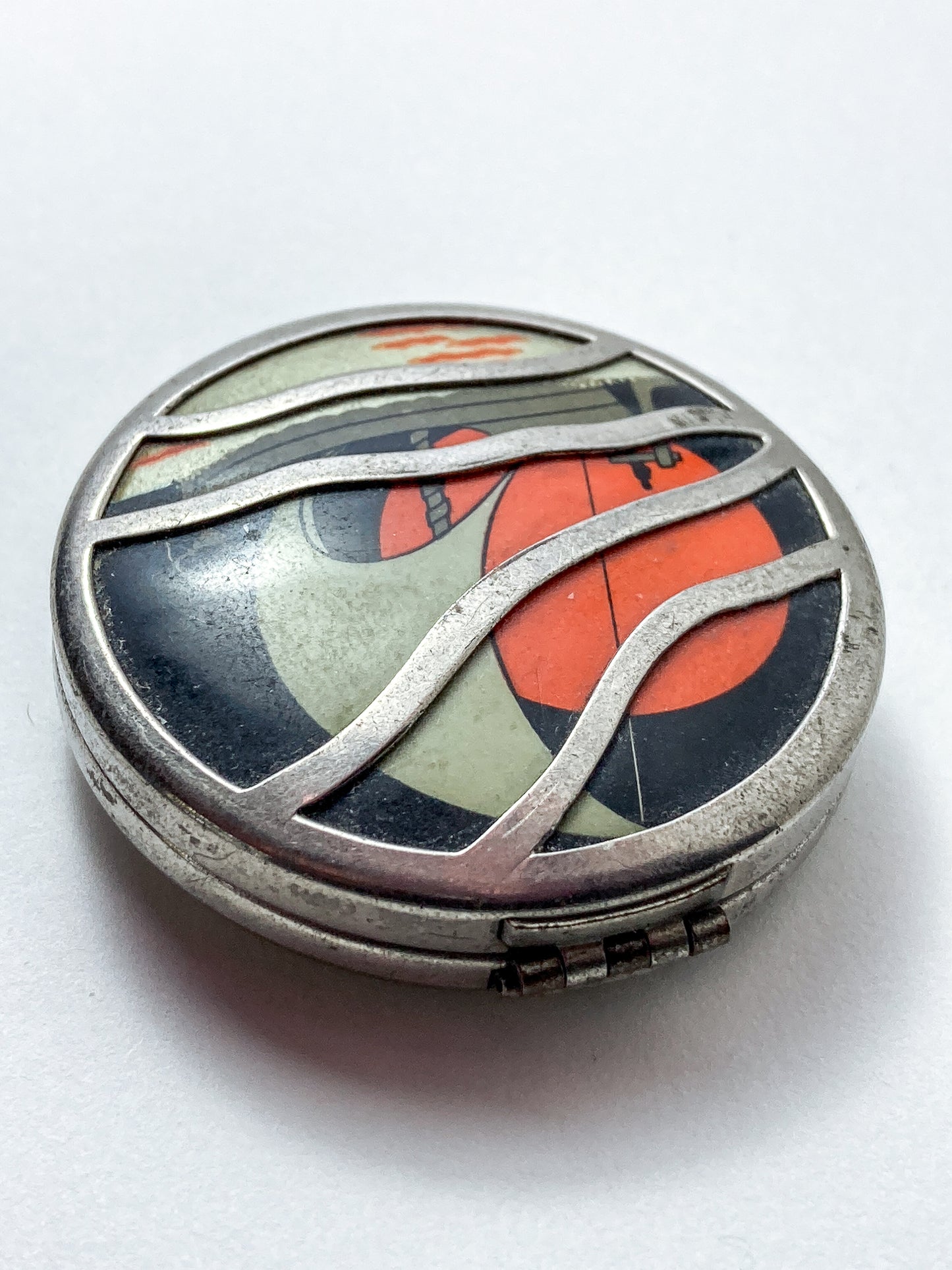Vintage Sailboat Sunset Woodworth Fiancee Mirrored Rouge Compact Case