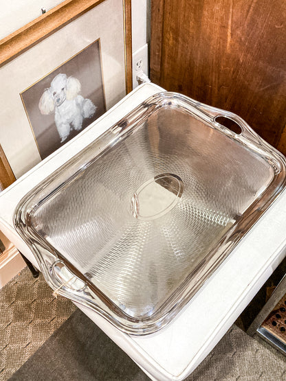 Vintage Art Deco English Silver Plated Rectangular Serving Tray
