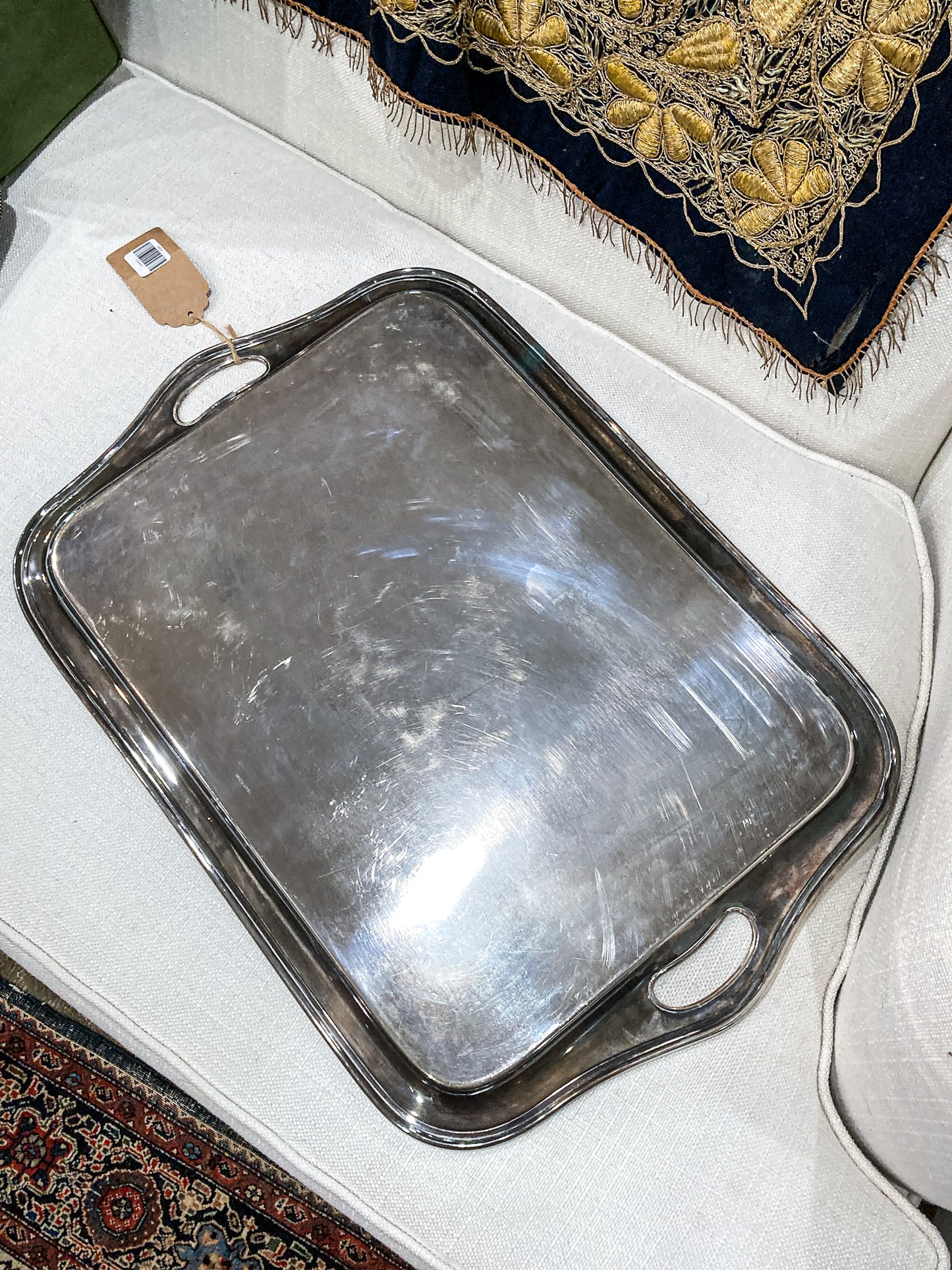 Vintage Art Deco English Silver Plated Rectangular Serving Tray