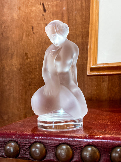 Vintage Art Nouveau Lalique Leda Swan Mythological Frosted Crystal Figurine