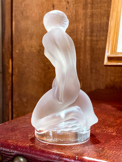 Vintage Art Nouveau Lalique Leda Swan Mythological Frosted Crystal Figurine