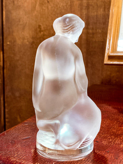 Vintage Art Nouveau Lalique Leda Swan Mythological Frosted Crystal Figurine