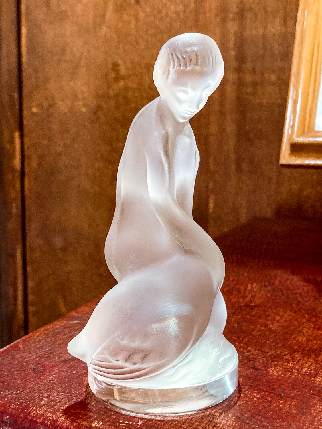 Vintage Art Nouveau Lalique Leda Swan Mythological Frosted Crystal Figurine