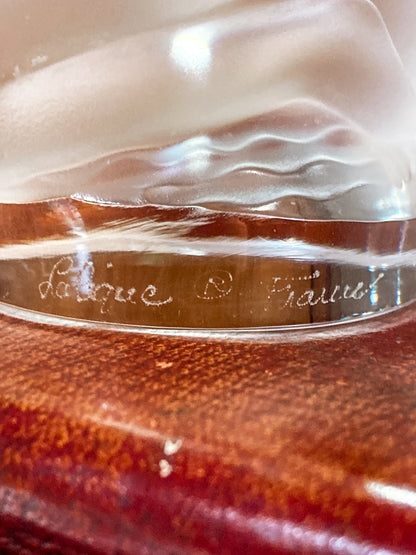 Vintage Art Nouveau Lalique Leda Swan Mythological Frosted Crystal Figurine Signature