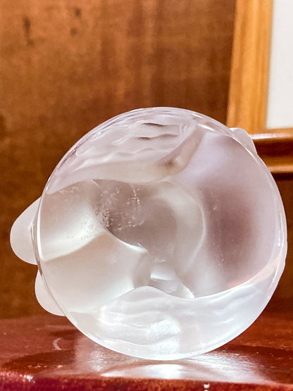 Vintage Art Nouveau Lalique Leda Swan Mythological Frosted Crystal Figurine Bottom