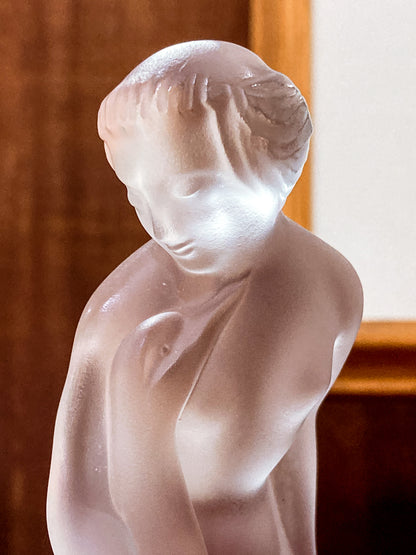 Vintage Art Nouveau Lalique Leda Swan Mythological Frosted Crystal Figurine