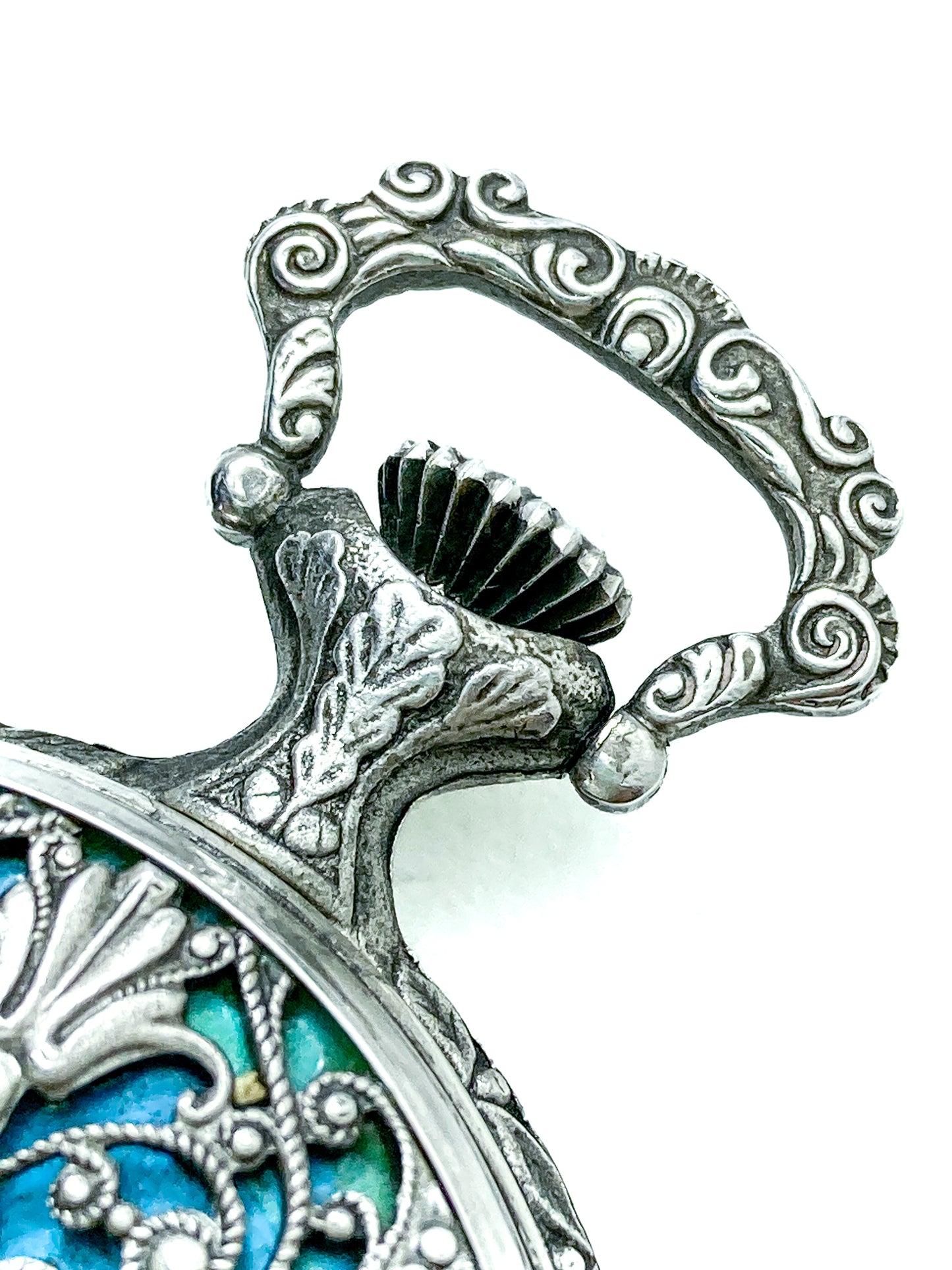 Vintage Art Nouveau Style Silver Blue Accent Aero Neuchatel Pocket Watch