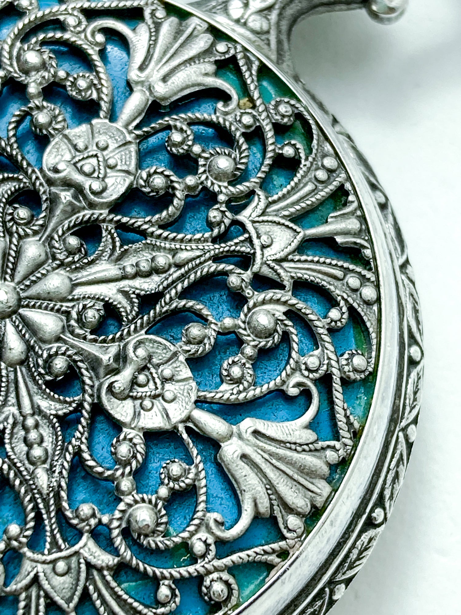 Vintage Art Nouveau Style Silver Blue Accent Aero Neuchatel Pocket Watch