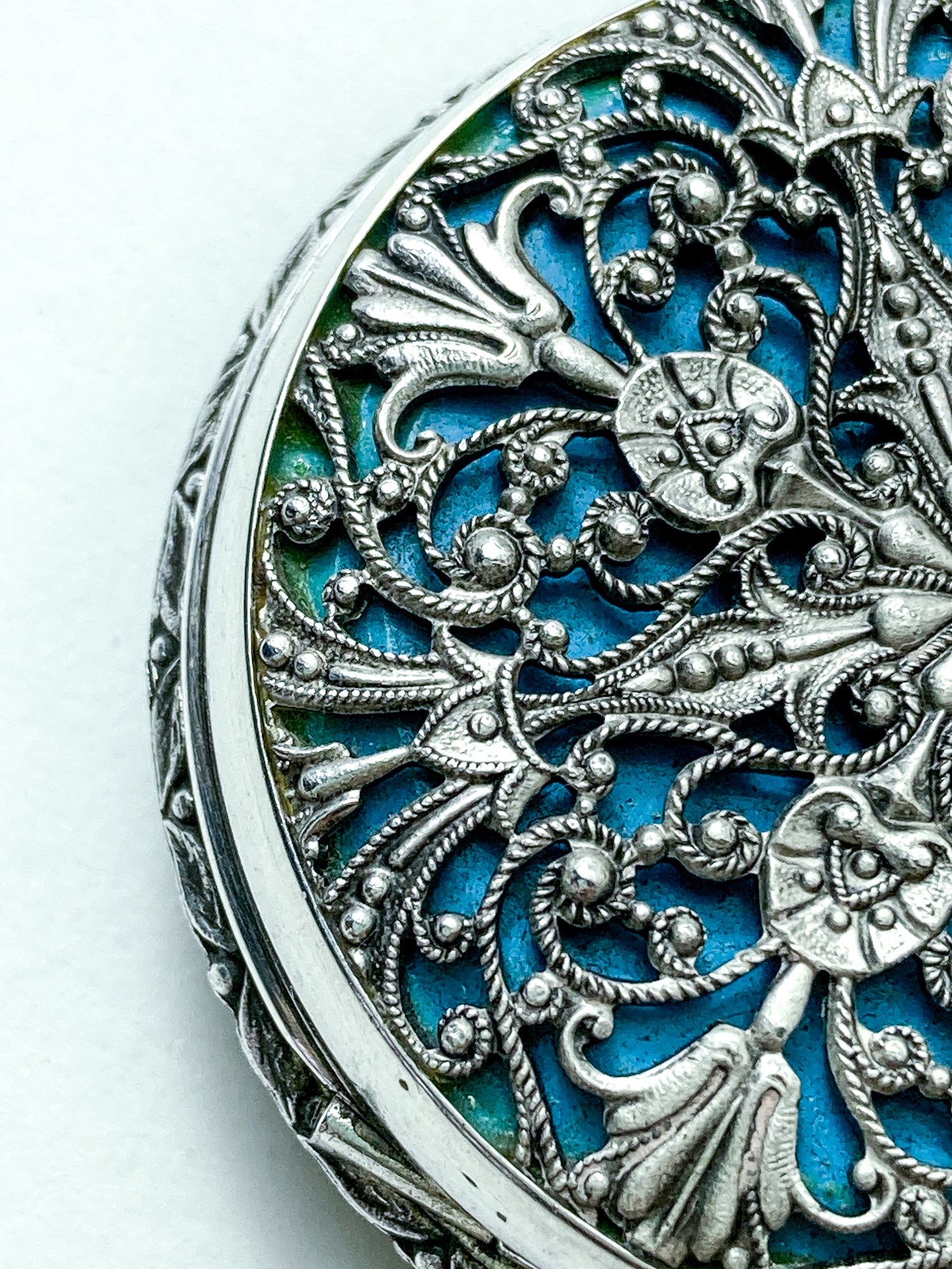 Vintage Art Nouveau Style Silver Blue Accent Aero Neuchatel Pocket Watch
