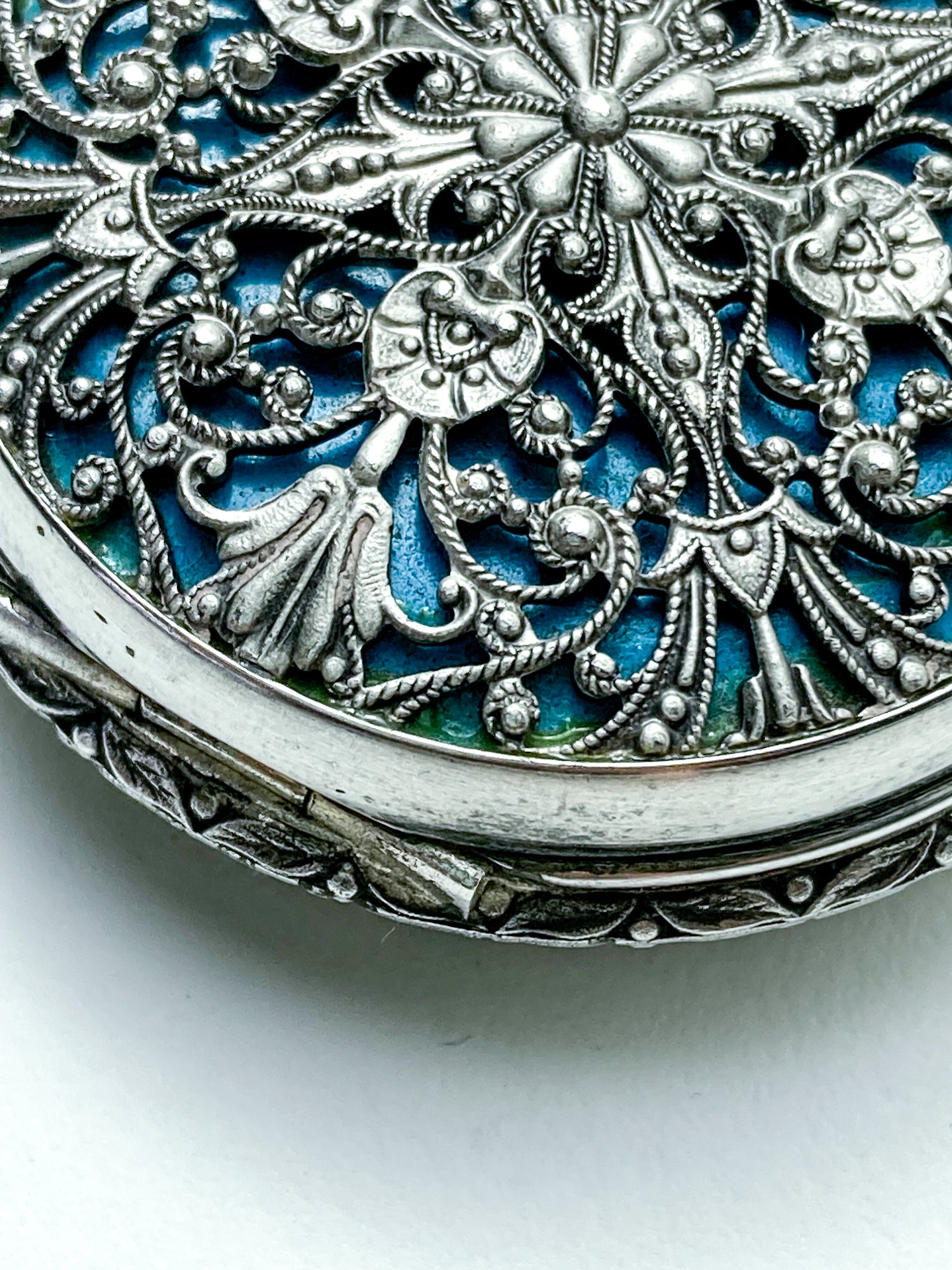 Vintage Art Nouveau Style Silver Blue Accent Aero Neuchatel Pocket Watch