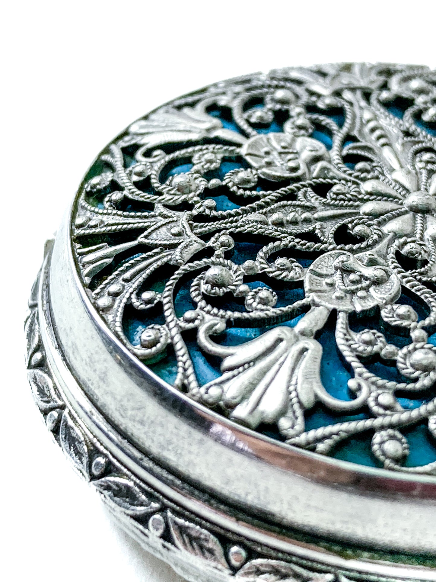 Vintage Art Nouveau Style Silver Blue Accent Aero Neuchatel Pocket Watch