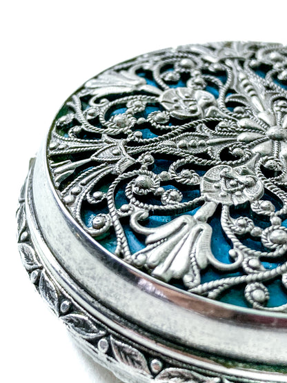 Vintage Art Nouveau Style Silver Blue Accent Aero Neuchatel Pocket Watch
