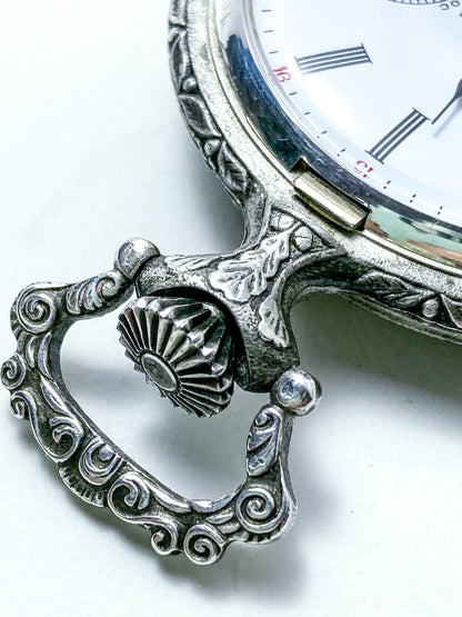 Vintage Art Nouveau Style Silver Blue Accent Aero Neuchatel Pocket Watch