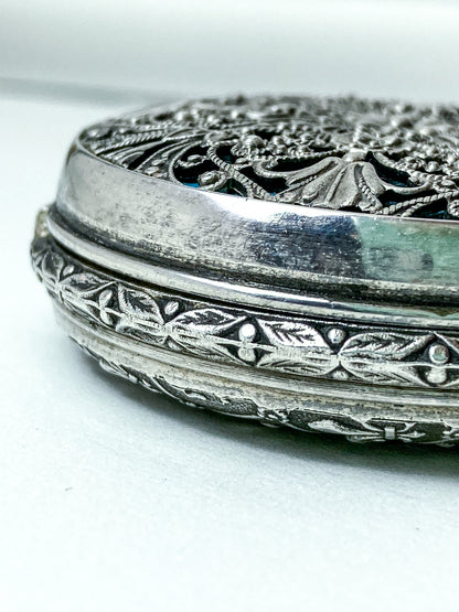 Vintage Art Nouveau Style Silver Blue Accent Aero Neuchatel Pocket Watch