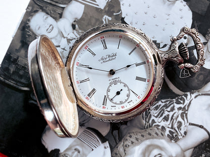 Vintage Art Nouveau Style Silver Blue Accent Aero Neuchatel Pocket Watch