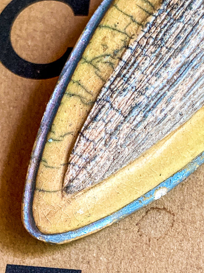 Vintage French Fine Artist Agnès HIS Ceramic Abstract Beetle Brooch Pin