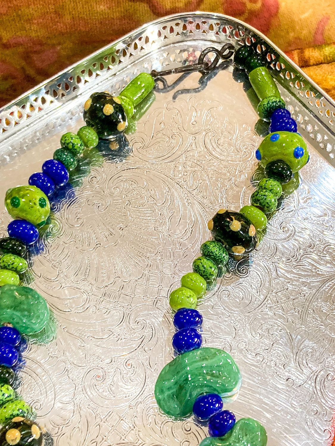 Vintage Artisan Made Glass Garden Vegetable Bead Statement Necklace