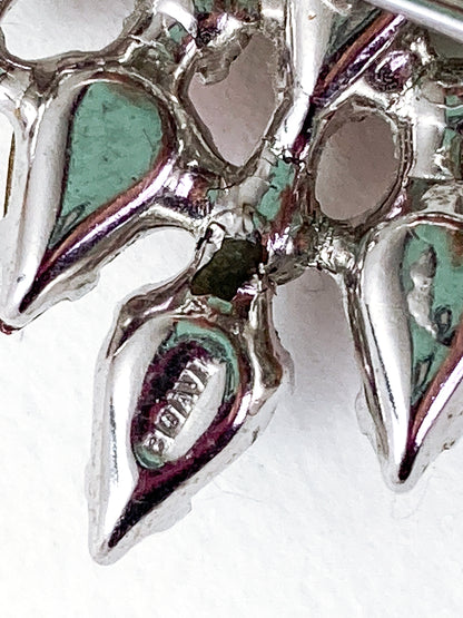 Vintage B. David Colorful Iridescent Rhinestone Pearl Crown Brooch Pin Jewelry