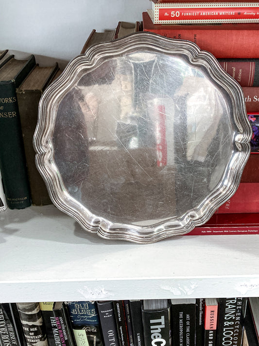 Vintage Barbour Silver Co Electroplated Nickel Silver Chippendale Style Tray