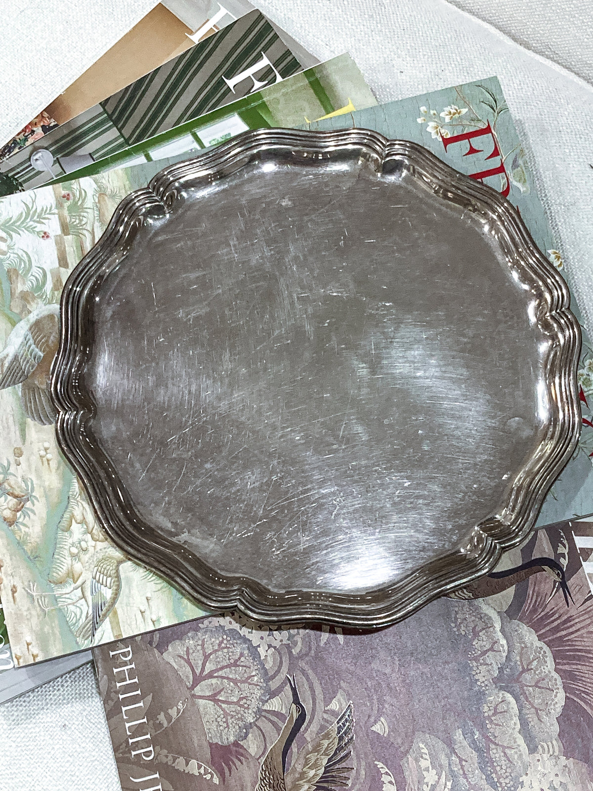Vintage Barbour Silver Co Electroplated Nickel Silver Chippendale Style Tray