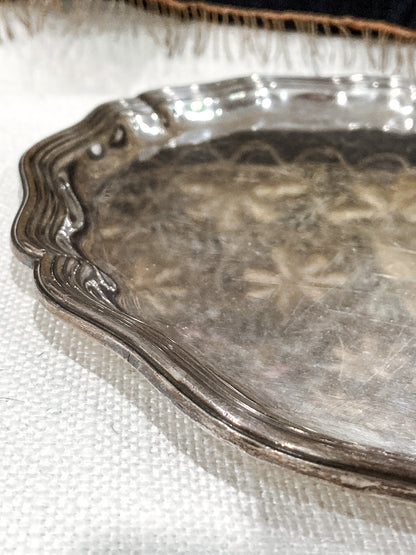 Vintage Barbour Silver Co Electroplated Nickel Silver Chippendale Style Tray