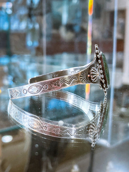 Vintage Bell Trading Post Navajo Aqua Stone Sterling Silver Cuff Bracelet