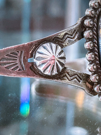 Vintage Bell Trading Post Navajo Aqua Stone Sterling Silver Cuff Bracelet