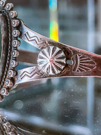 Vintage Bell Trading Post Navajo Aqua Stone Sterling Silver Cuff Bracelet