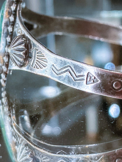 Vintage Bell Trading Post Navajo Aqua Stone Sterling Silver Cuff Bracelet