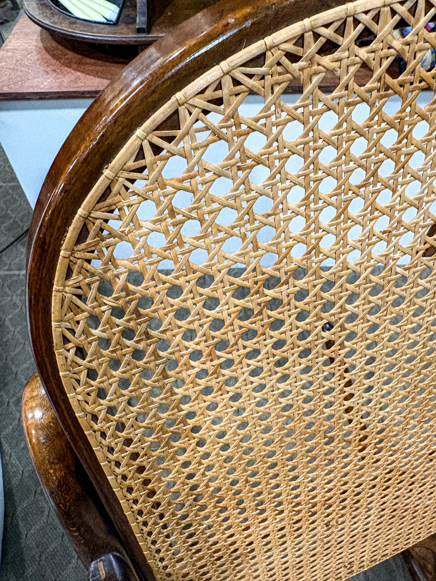 Vintage Bentwood Cane Back Seat Thonet Style Rocking Chair