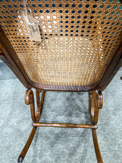 Vintage Bentwood Cane Back Seat Thonet Style Rocking Chair